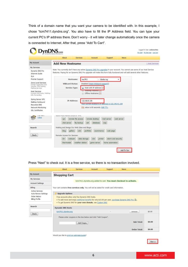 How to Use Dynamic DNS with ACTi Cameras 0004