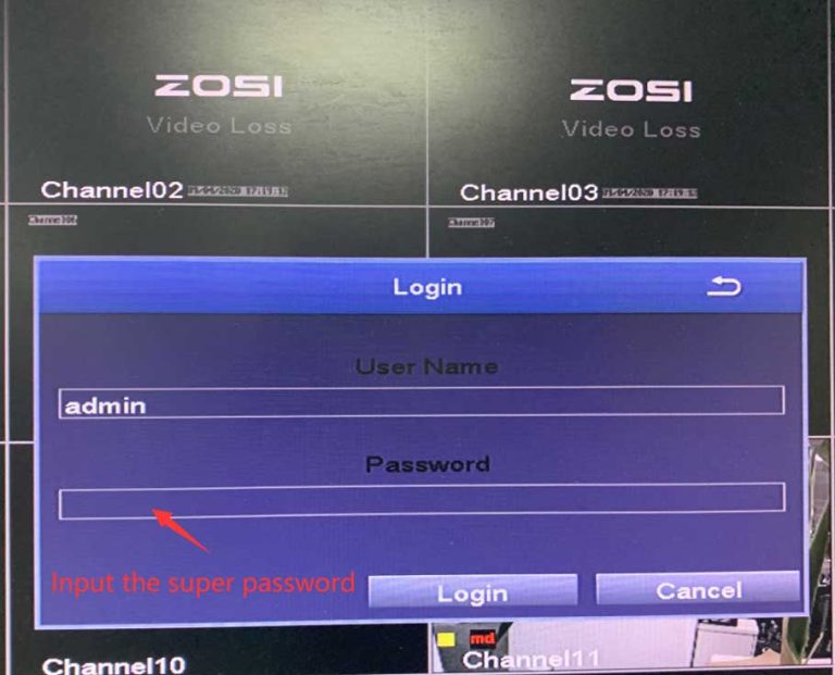 zosi dvr password