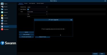 Menu Advance Maintain IPCamUpgrade selectchannel updating