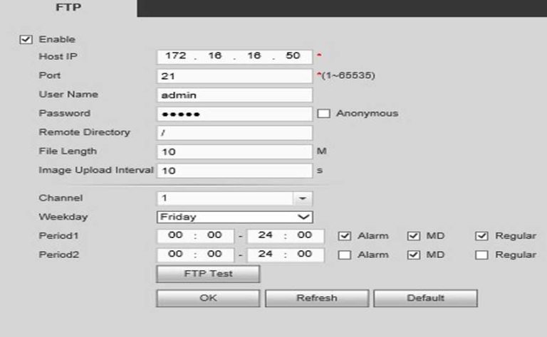 How to Setup FTP to Record Snapshots and Sub Stream