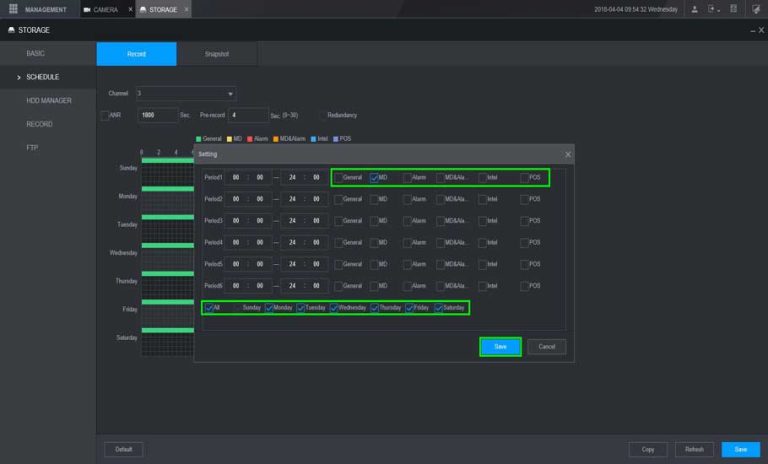 Dahua New GUI Motion Record Setup