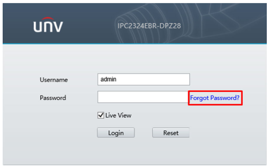 Recover password on Uniview device