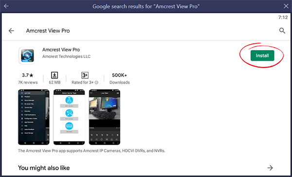 Amcrest View Pro App install