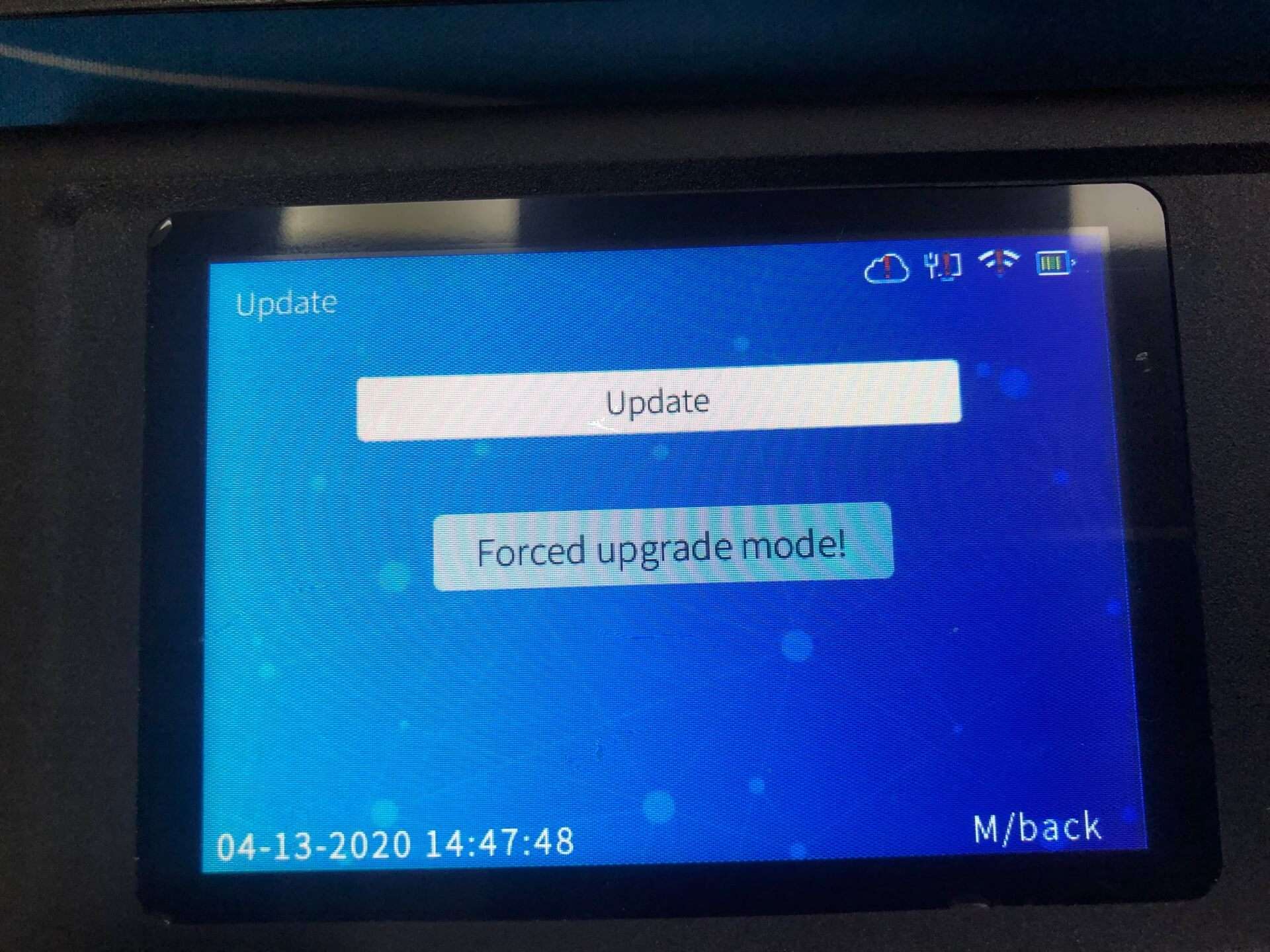 the device will change to forced upgrade mode
