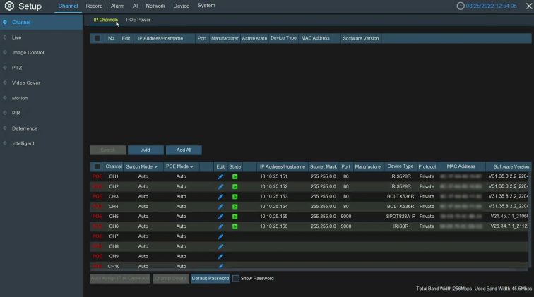 IPVAULT2256PR 6 CAMERAS CHANNELS LIST 2K AND 4K