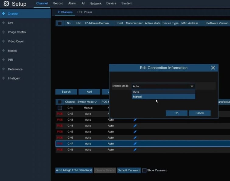 How do I add IP cameras on a network that are not connected directly to the NVR's PoE ports?