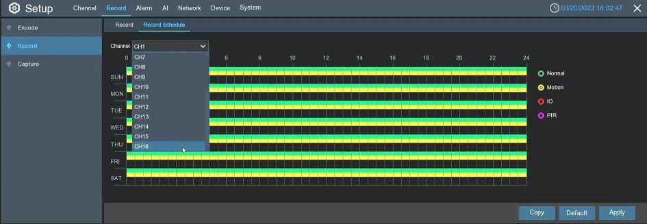 IPVAULT22566PR Recording schedule